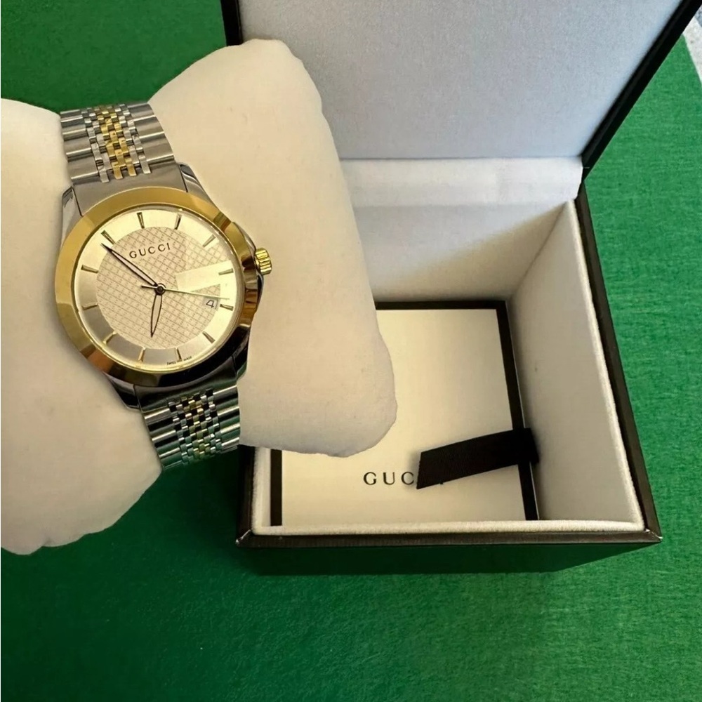 Gucci G-Timeless 38mm Stainless Steel Case Silver/Gold Stainless Unisex YA126409